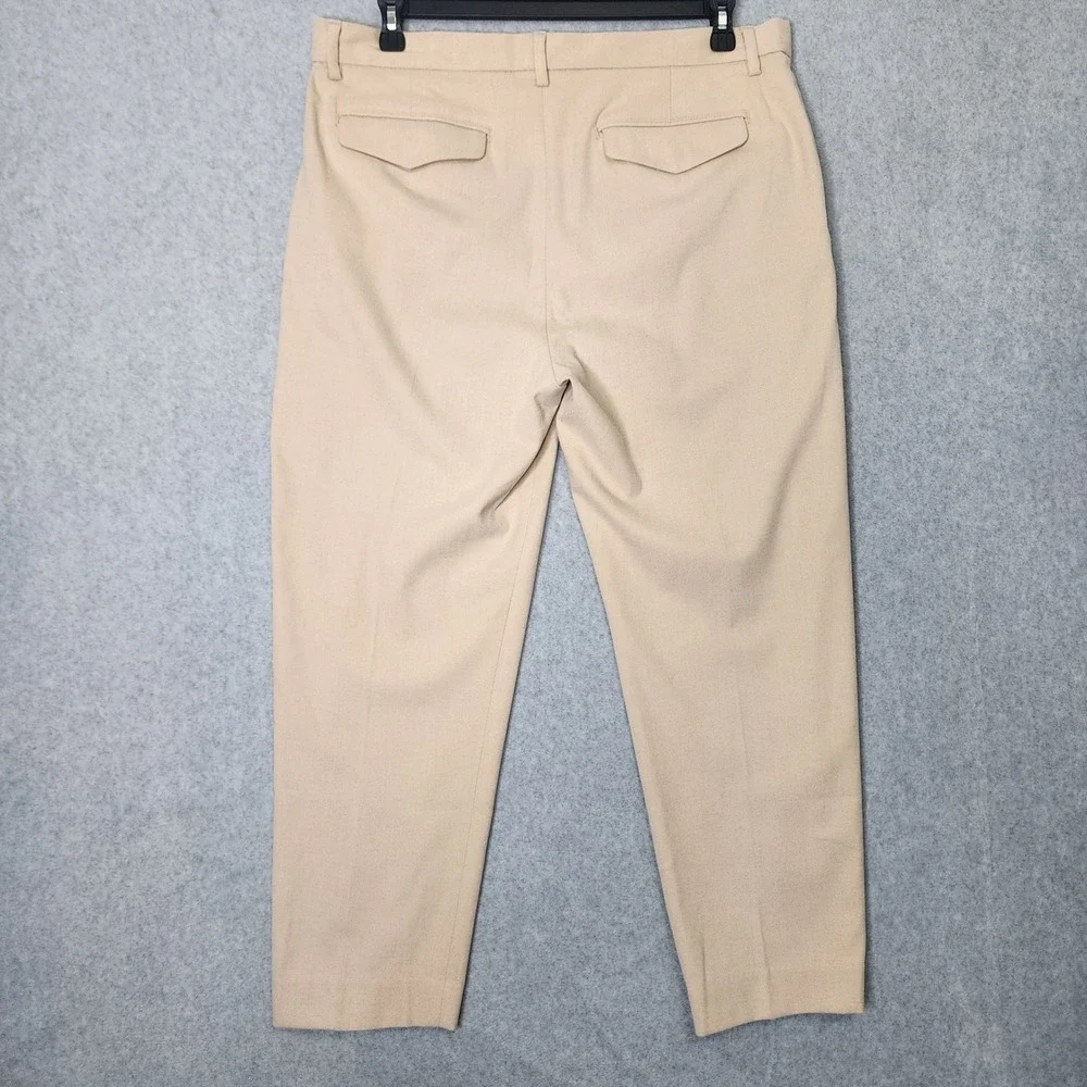 Banana Republic Brushed Pleated Pants Mens 36x30 Tan Wool Blend Dress Slacks